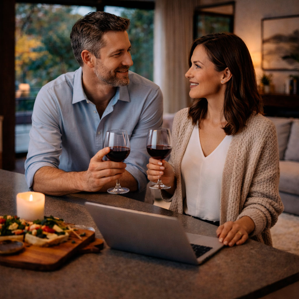 Couple exploring a tailored buyer engagement experience for a property listing